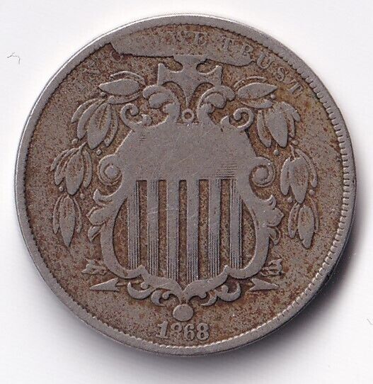 USA United States 1868 Five Cent Shield Nickel Philadelphia Nice Coin #2