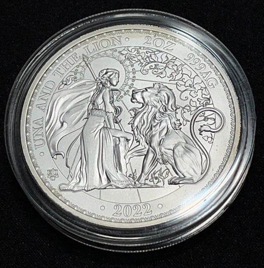 2022 St. Helena 2 oz Silver £2 Una and the Lion Proof In Original Capsule