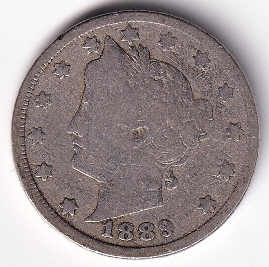 United States USA 1889 Liberty Nickel 5c Five Cent Coin With Cents