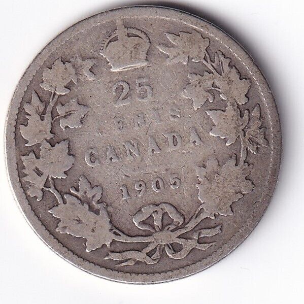 1905 Canada Silver Quarter 25 Twenty Five Cent Piece King Edward Semi Key