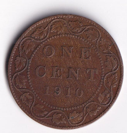 Canada 1910 1 Cent One Large Cent Coin King Edward Nice Details