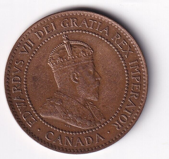 Canada 1905 1 Cent One Large Cent Coin King Edward - Almost Uncirculated