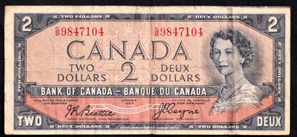 Canada 1954 $2 Two Dollar Devil's Face Banknote Beattie - Coyne