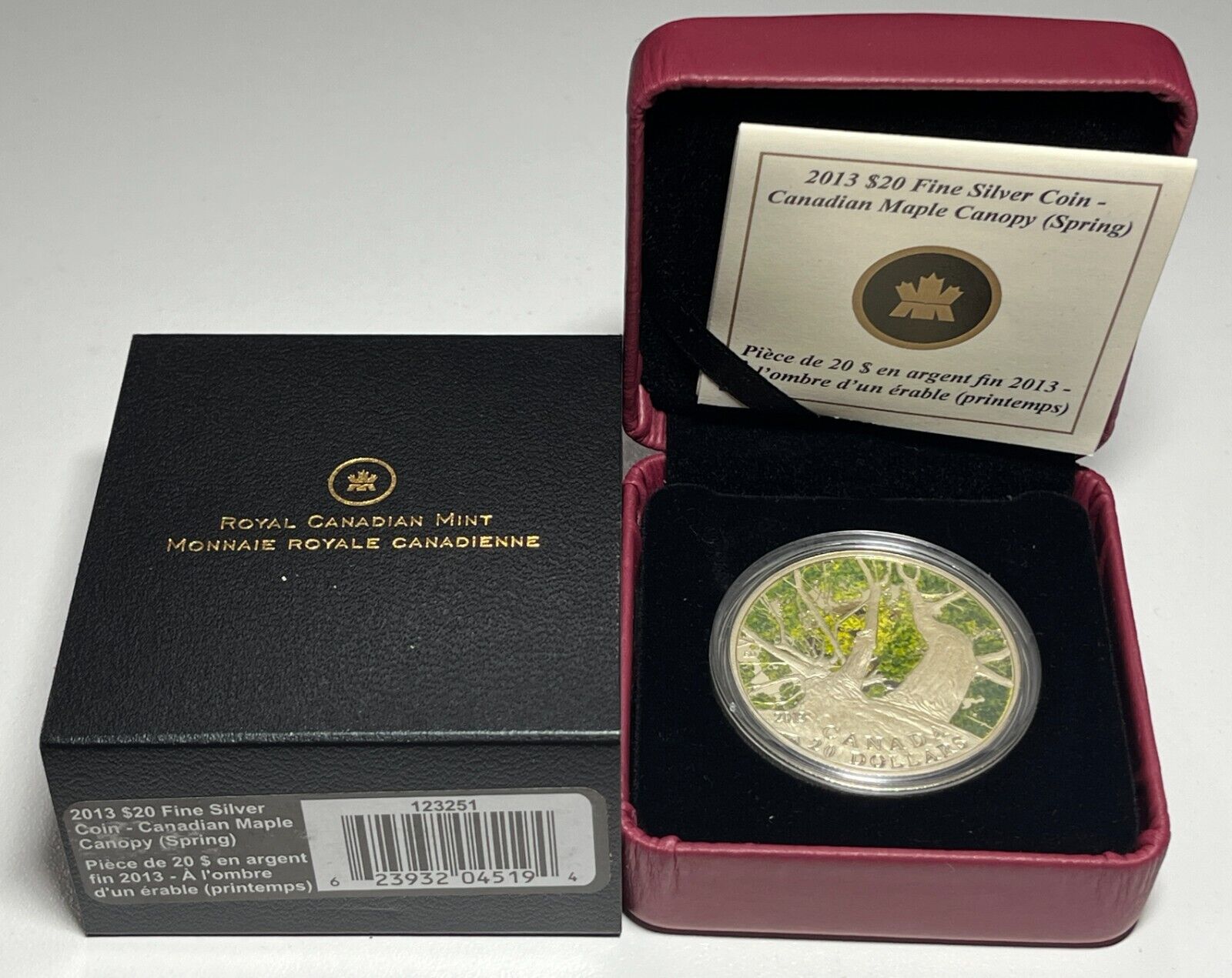 2013 Canada $20 Silver Coin - Canadian Maple Canopy - Spring - Complete