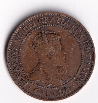 Canada 1910 1 Cent One Large Cent Coin King Edward Nice Details