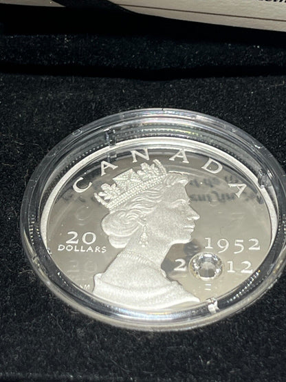 2012 $20 Fine Silver coin - The Queen's Diamond Jubilee With Crystal W Box + COA