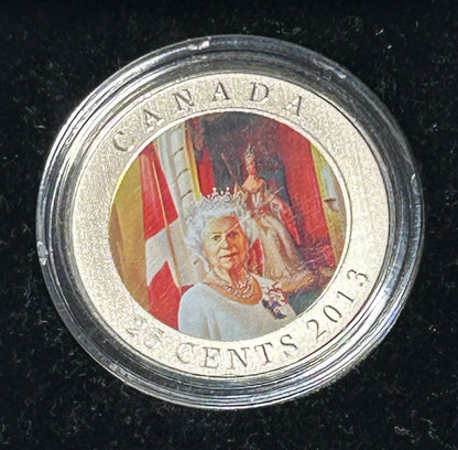 2013 Canada 25 Cent Coloured Coin - Portrait of Her Majesty Queen Elizabeth II