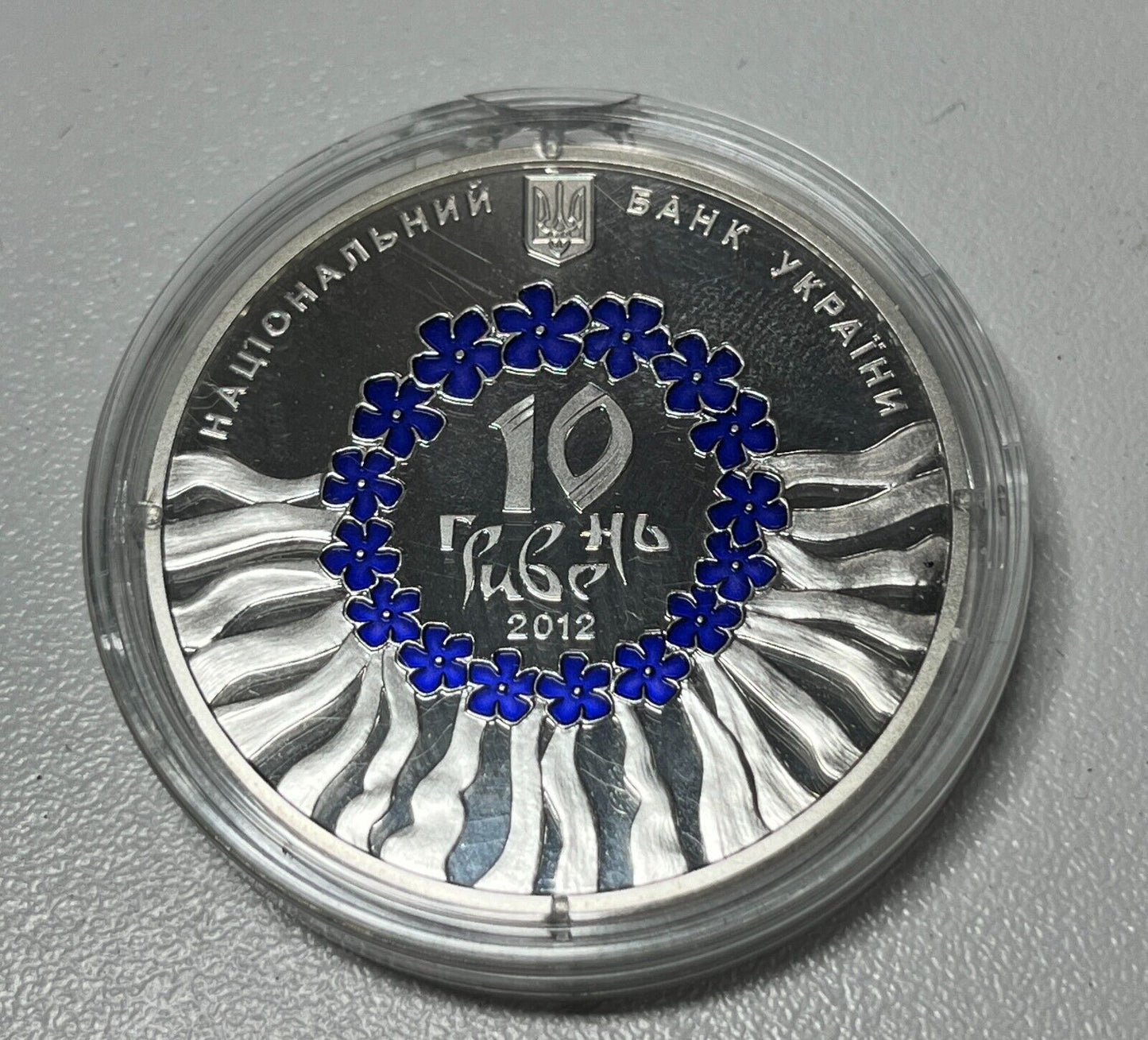 Ukrainian Lyric Song Ukraine 2012 Silver 1 Oz Enamel Proof 10 UAH Hryven Wreath