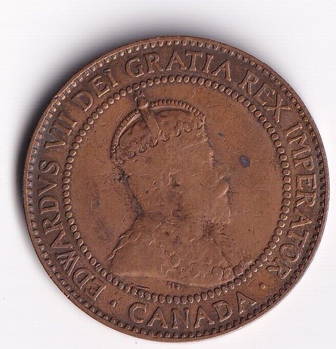 Canada 1910 1 Cent One Large Cent Coin King Edward Nice Details