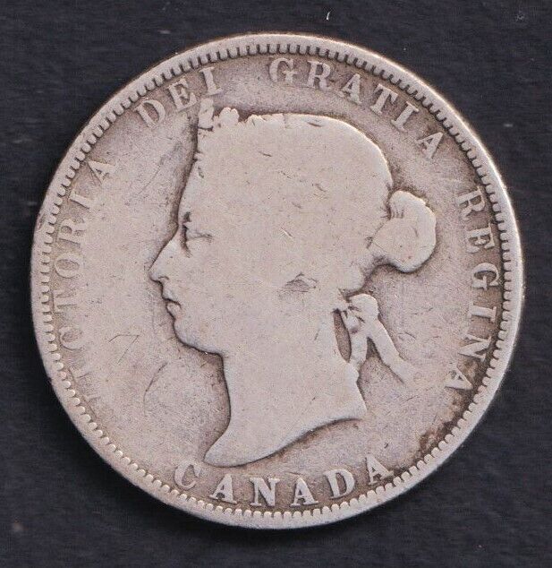 Canada 1886 25c Twenty Five Cent Silver Coin Queen Victoria .925 Silver Key Date