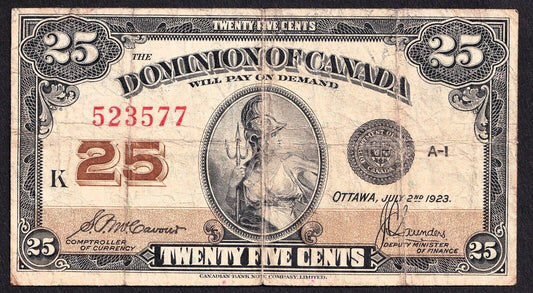 Dominion Of Canada 1923 25 Cent Shinplaster McCavour - Saunders 523577