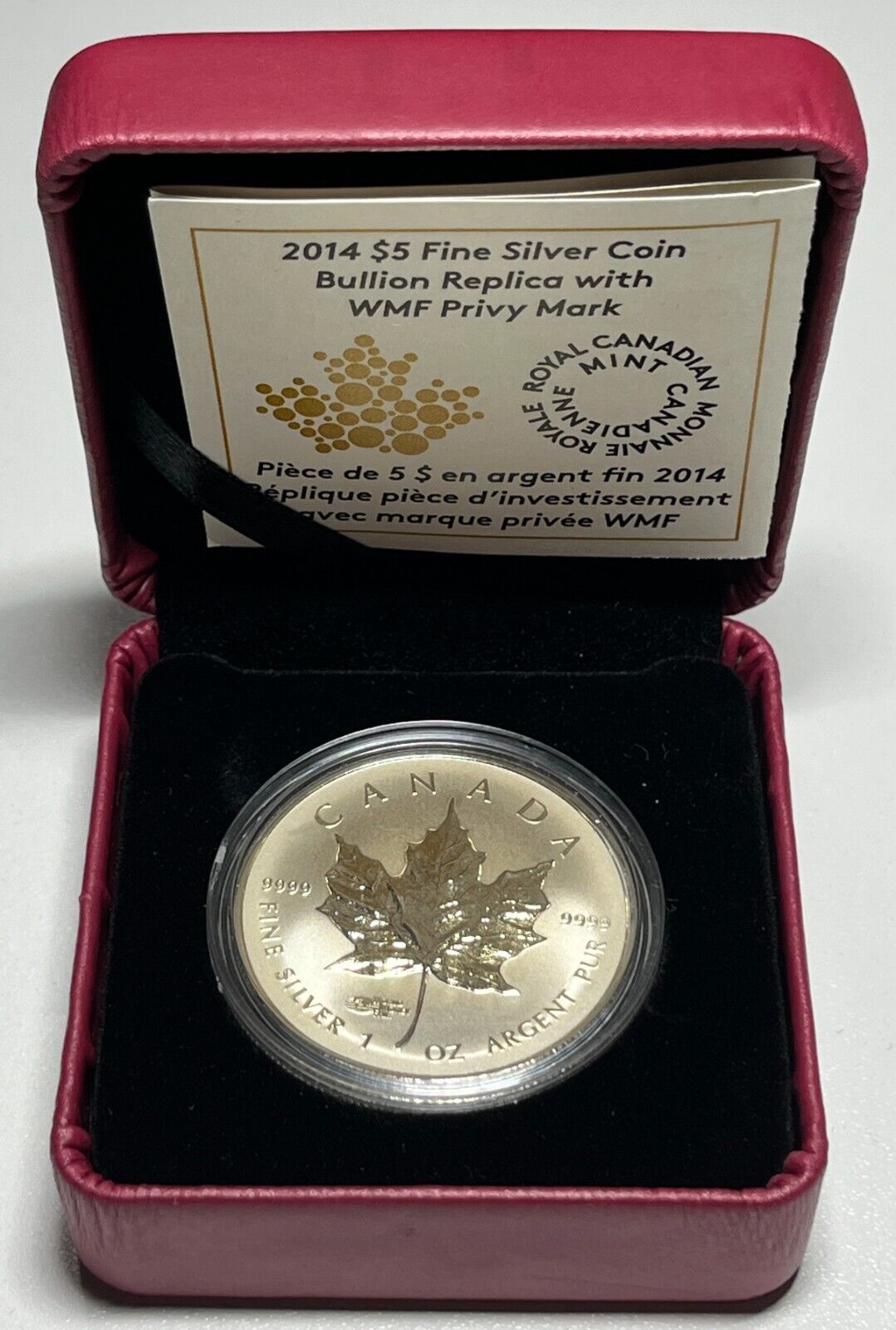 2014 Berlin World Money Fair Canada Fine Silver Coin Maple Leaf WMF Privy Mark