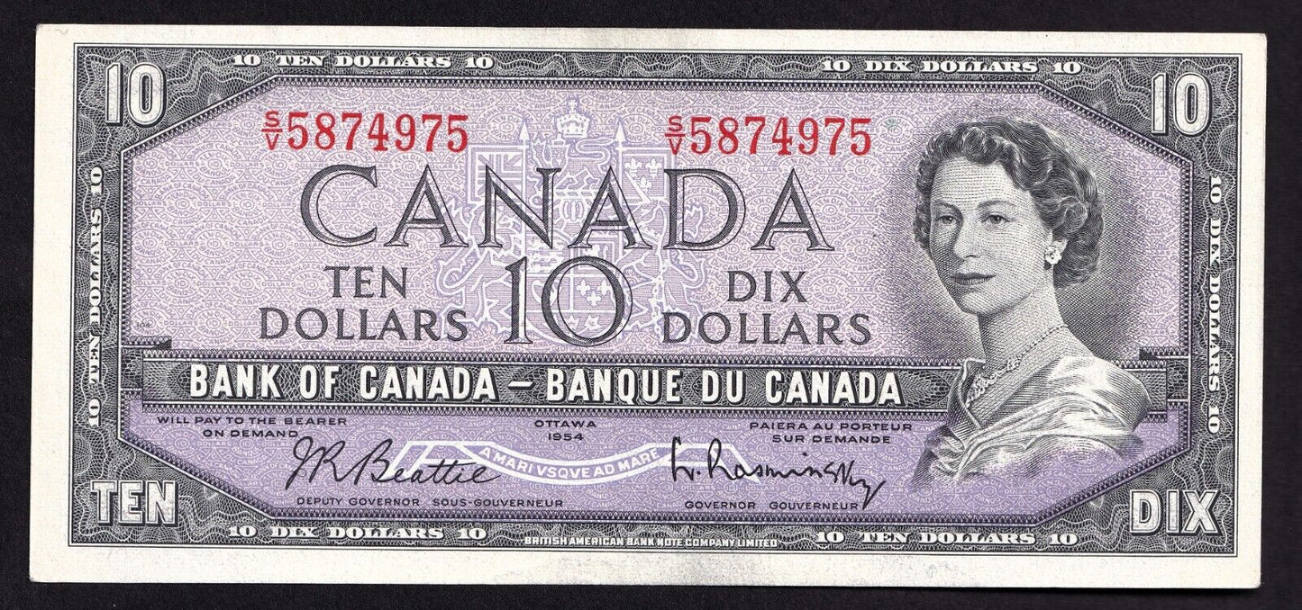 Canada 1954 $10 Ten Dollar Banknote Beattie - Rasminsky S/V 5874975