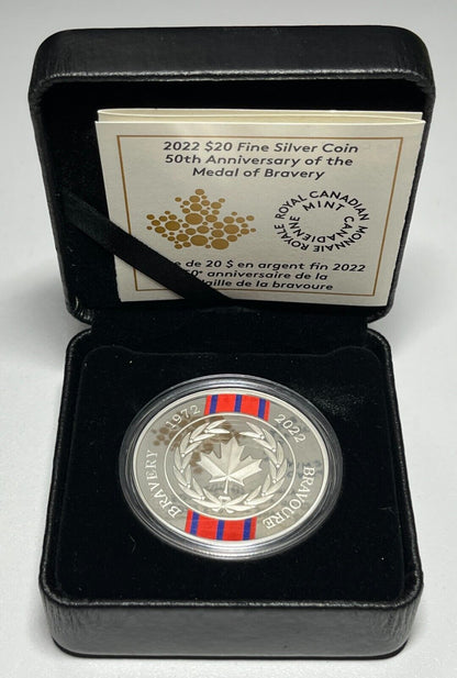 Canada 2022 $20 50th Anniversary of the Medal of Bravery Fine Silver Coin