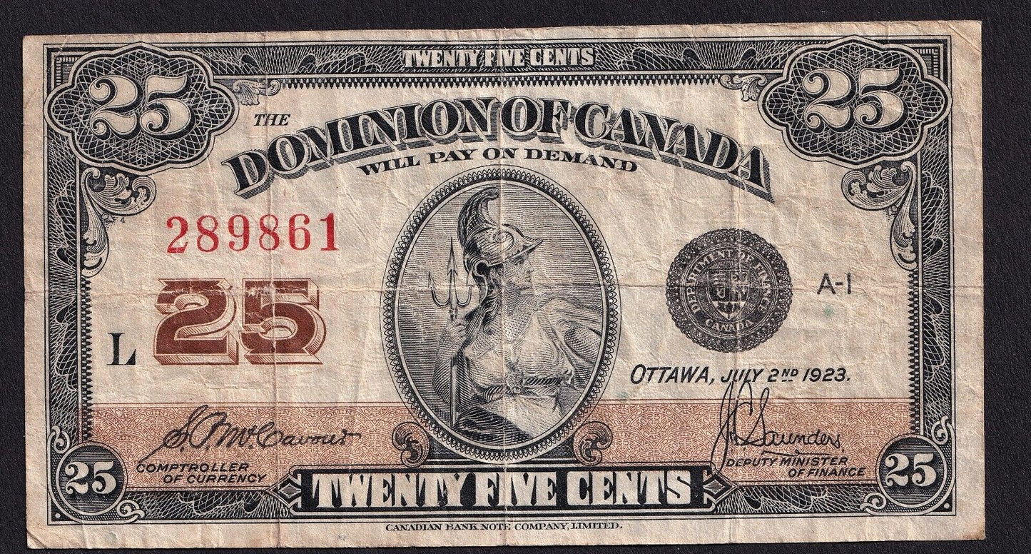 Dominion Of Canada 1923 25 Cent Shinplaster McCavour - Saunders