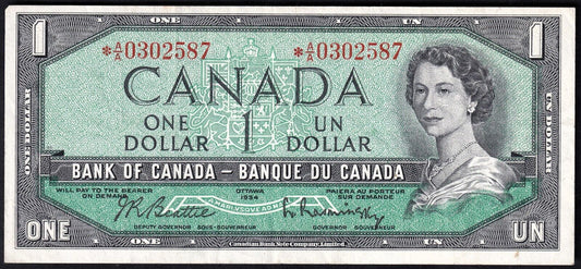 Canada 1954 $1 One Dollar Replacement Banknote Beattie - Rasminsky *A/A 0302587