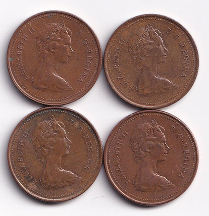 Canada 1979 One Cent Lot of 4 Penny's Queen Elizabeth II Double "9" Nice Details