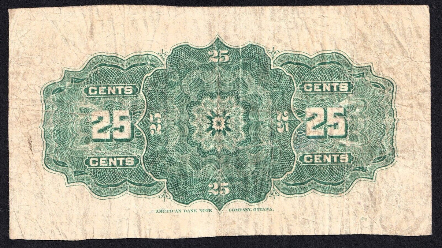 1900 Dominion of Canada 25c Shinplaster Note Courtney #1