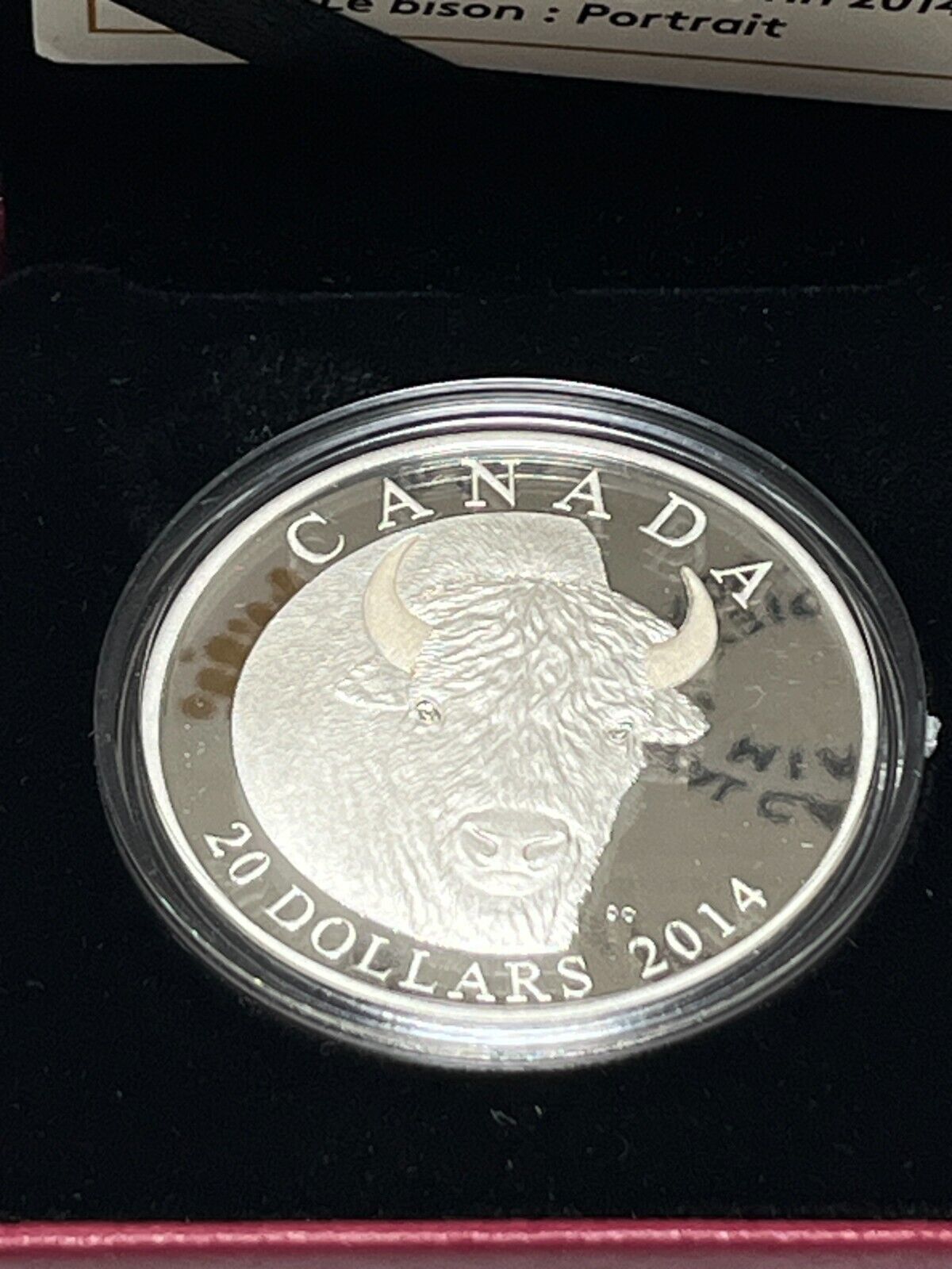 2014 $20 Fine Proof Silver Coin - The Bison: A Portrait With Box + COA