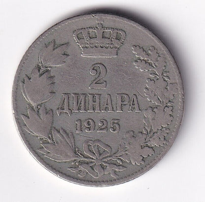 Yugoslavia 1925 2 Dinara Coin Aleksandar Old Rare Coin With Nice Details