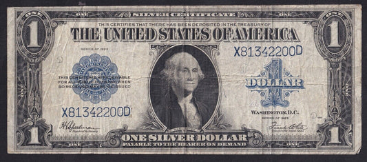 USA United States 1923 $1 One Dollar Silver Certificate Speel - White