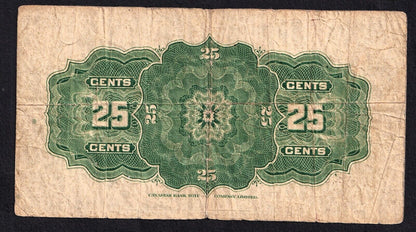 1923 Dominion of Canada 25c Shinplaster Note Campbell - Clark 697831