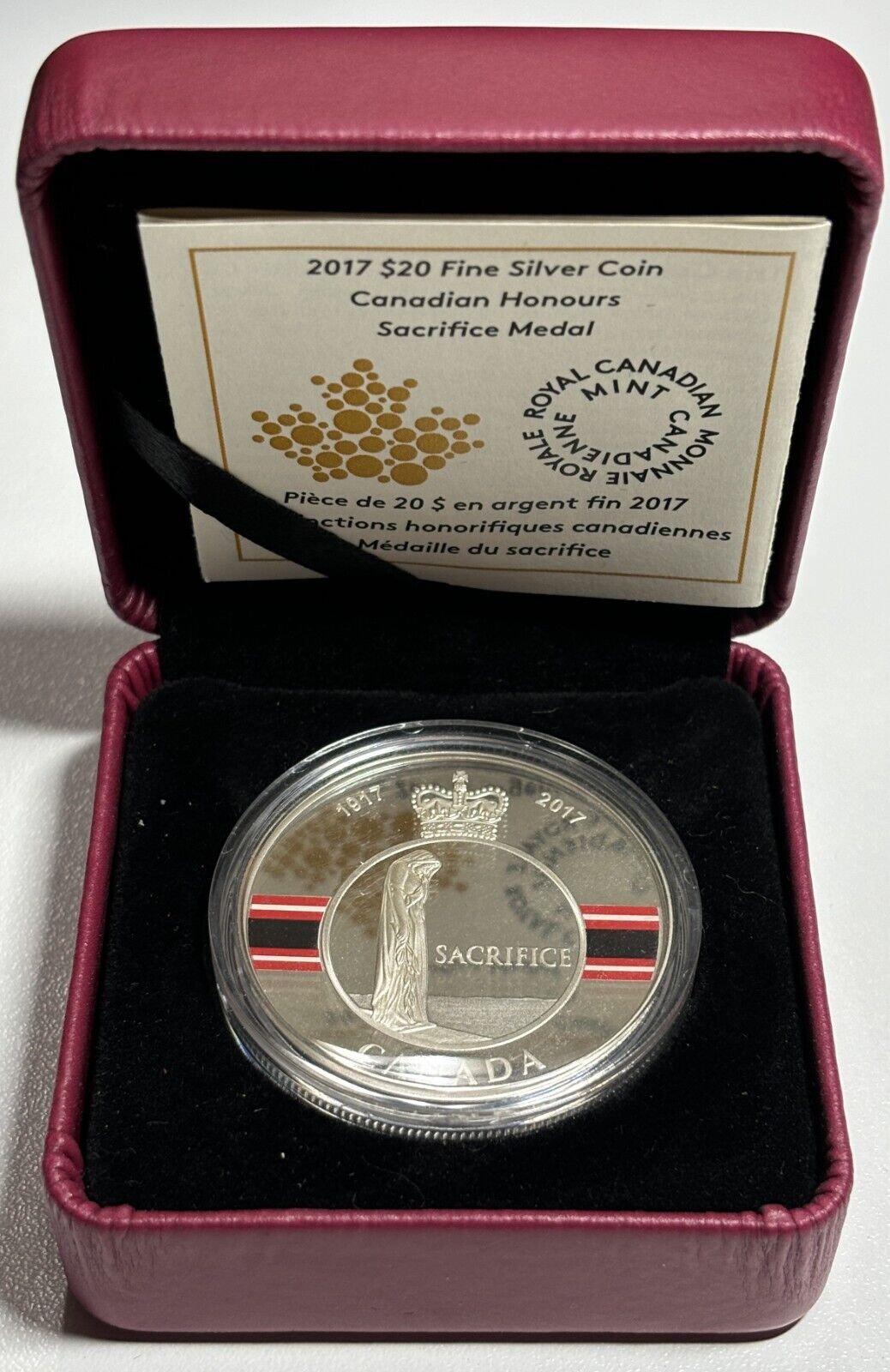 2017 Canada $20 Fine Silver Coin Canadian Honours: Sacrifice Medal