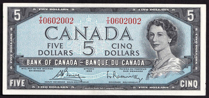 Canada 1954 $5 Five Dollar Banknote Bouey - Rasminsky Beautiful Colour T/X