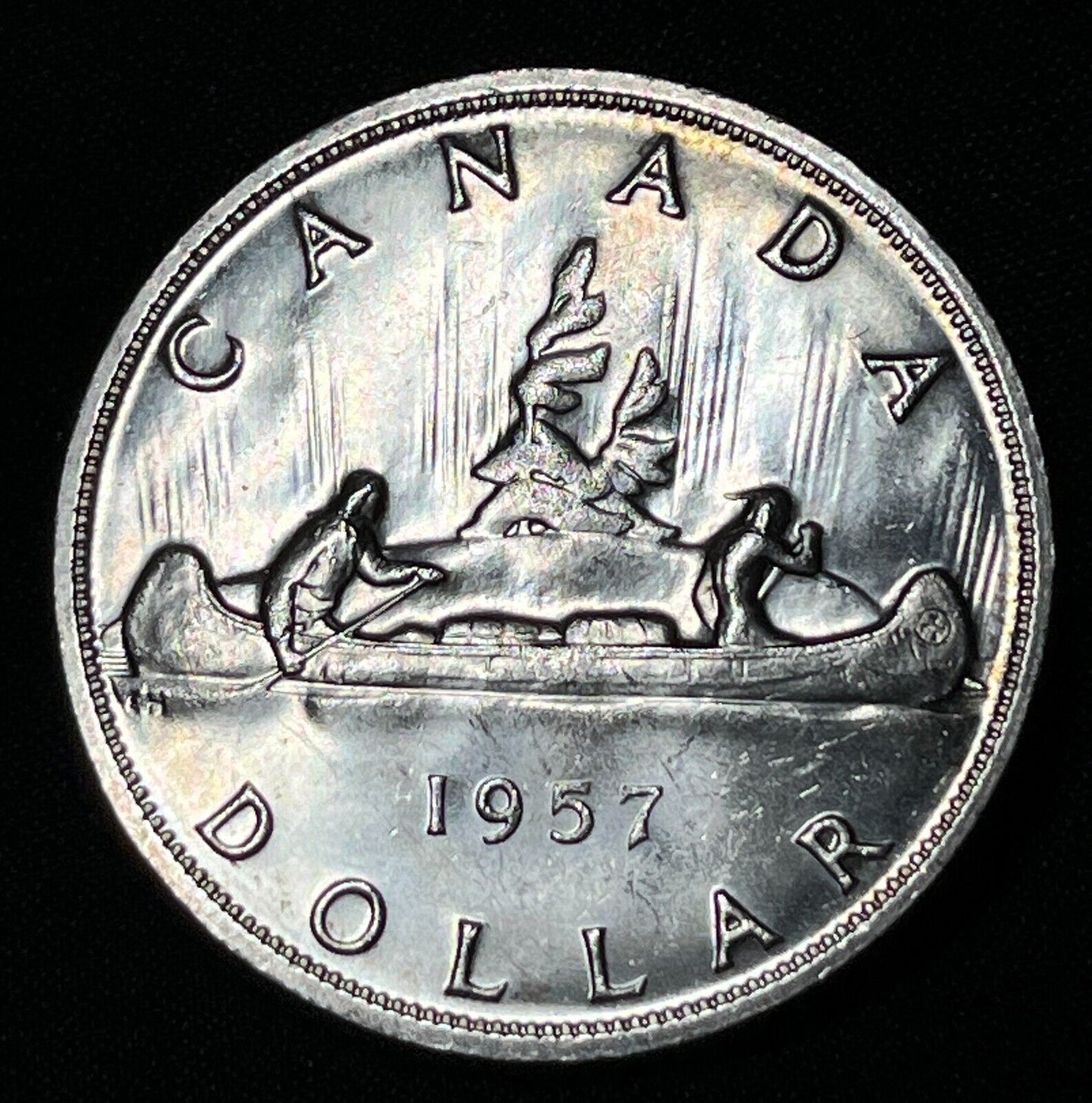 Canada 1957 $1 One Silver Dollar Queen Elizabeth II .800 Silver High Grade #11