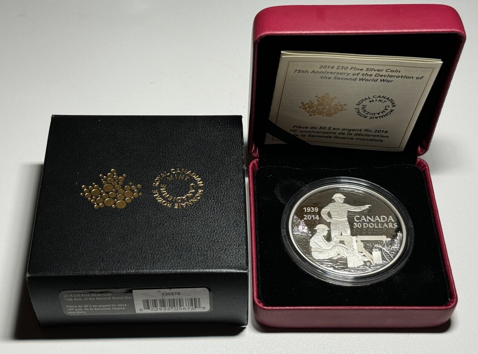 2014 Fine Silver $30 Dollar Coin 75th Anniversary Declaration 2nd World War