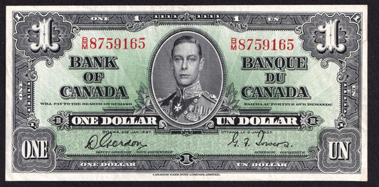 Canada 1937 $1 One Dollar Banknote Gordon - Towers B/M 8759165