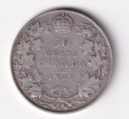 1929 Canada Silver Half Dollar 50 Cent Piece Better Date Solid Grade #2