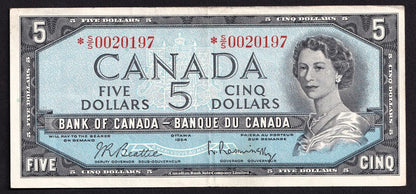 Canada 1954 $5 Five Dollar Replacement Banknote Beattie - Rasminsky *SS 0020197