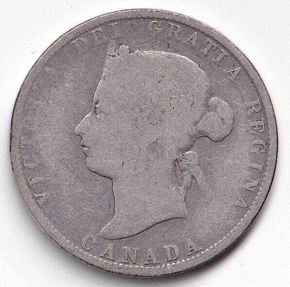 Canada 1874 H 25c Twenty Five Cent Silver Coin Queen Victoria .925 Silver #3