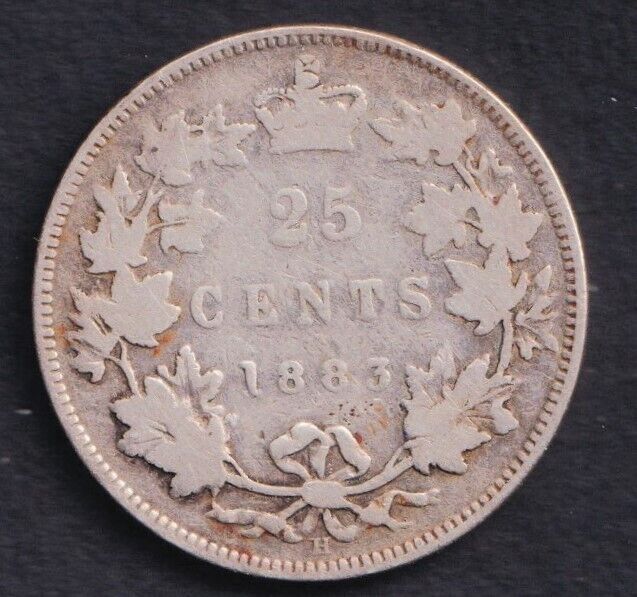 Canada 1883 H 25c Twenty Five Cent Silver Coin Queen Victoria .925 Silver #2