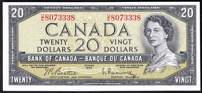 Canada 1954 $20 Twenty Dollar Banknote Beattie - Rasminsky U/E 8073338