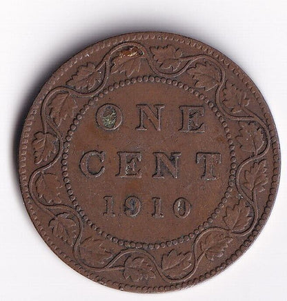 Canada 1910 1 Cent One Large Cent Coin King Edward Nice Details