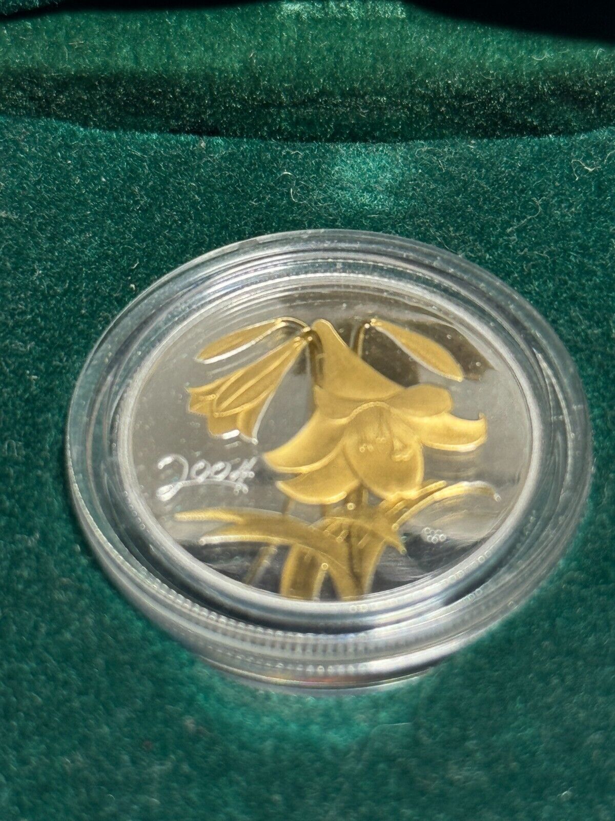 2004 Canada Easter Lily 50 cent Gold Plated Sterling Silver Coin - No Sleeve