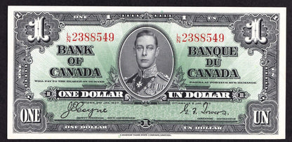 Canada 1937 $1 One Dollar Banknote Coyne - Towers L/N 2388549