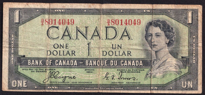 Canada 1954 $1 One Dollar Devils Face Banknote Coyne - Towers B/A 8014049