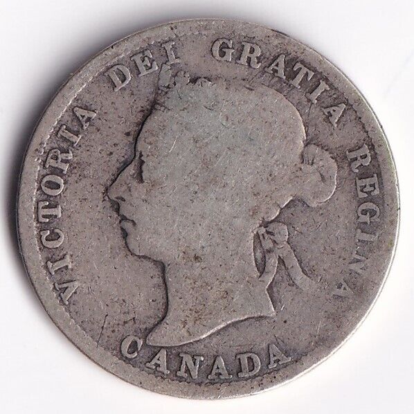 1886 Canada 25 Twenty-Five Cents Queen Victoria Quarter .925 Silver Good 6/7