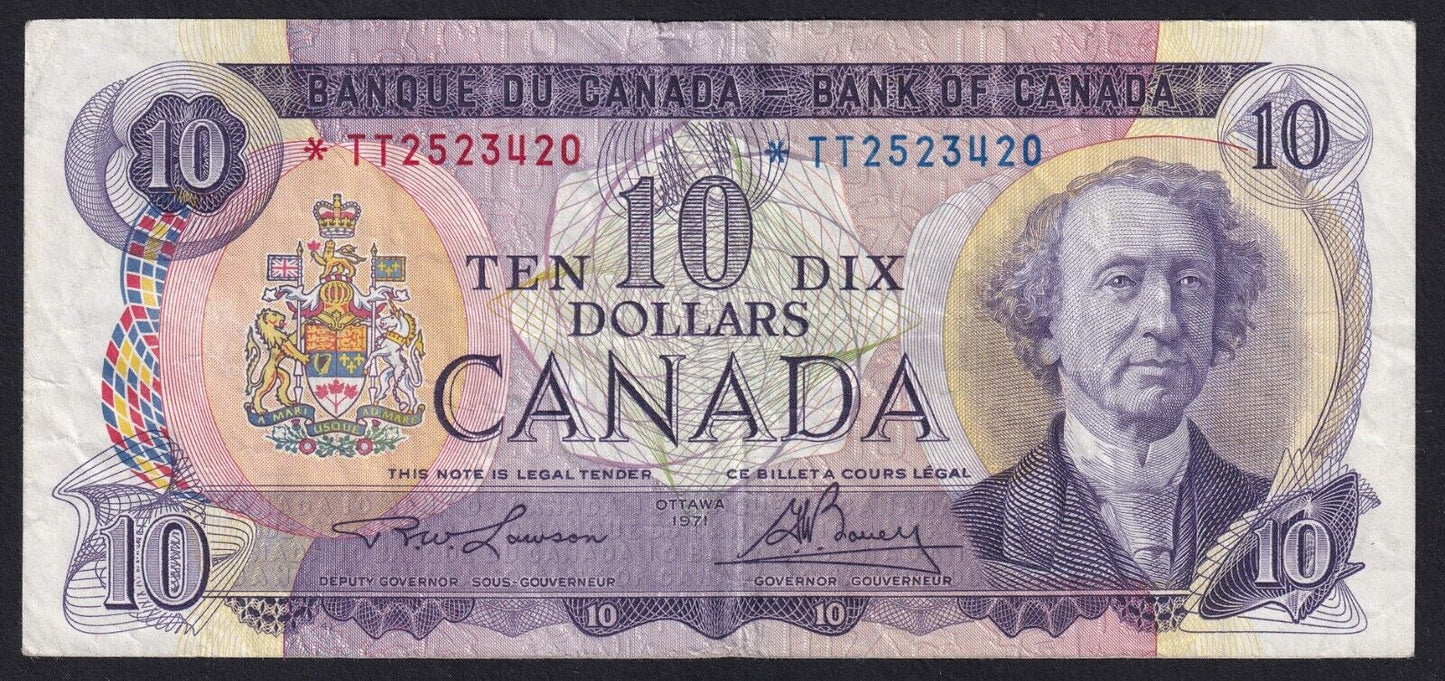 Canada 1971 $ 10 - BC-49cA - Lawson-Bouey - Replacement Prefix *TT 2523420