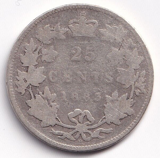 Canada 1883 H 25c Twenty Five Cent Silver Coin Queen Victoria .925 Silver #1