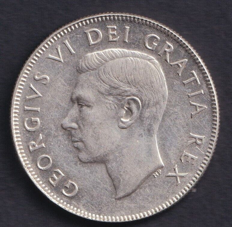 Canada 1950 Canada 50 Cent King George VI .800 Silver - Nice Details