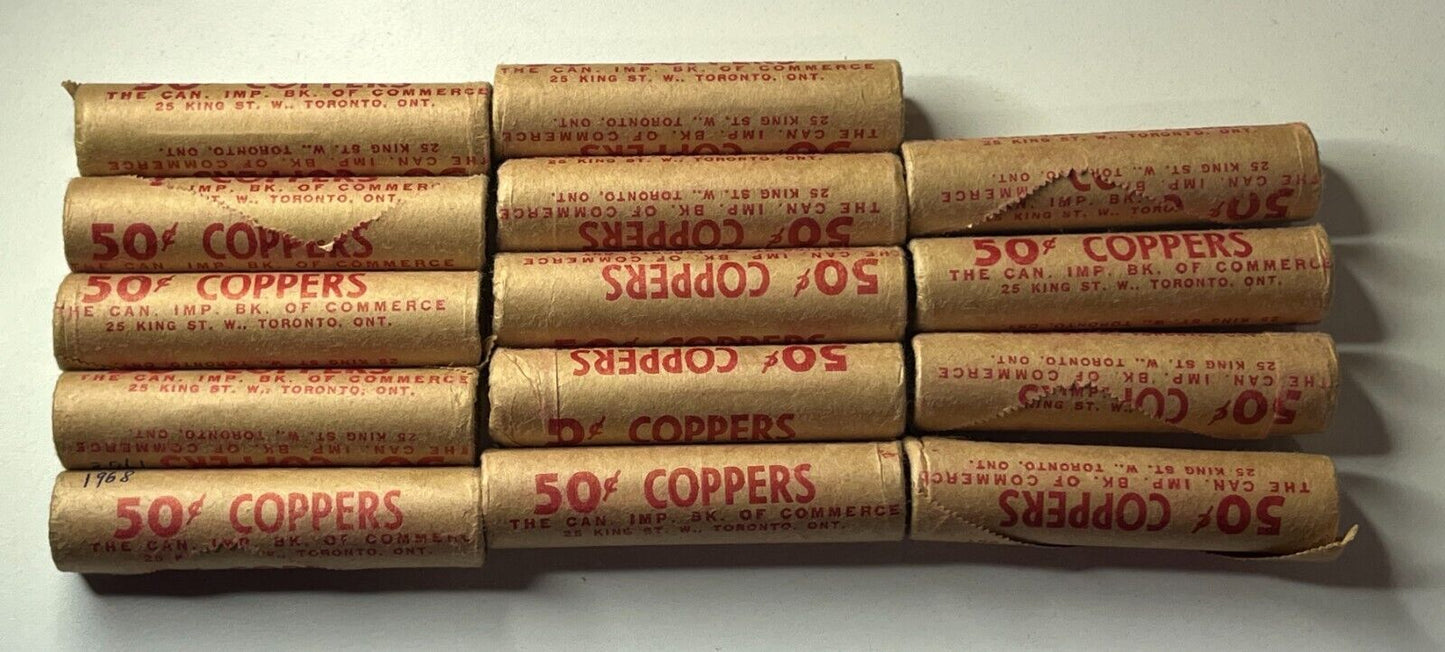 1968 Mint Sealed CIBC Roll Of 50 Uncirculated Canada Pennies