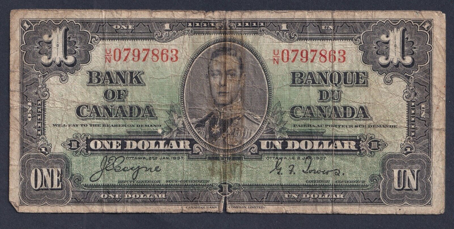 1937 Bank Of Canada $1 One Dollar Coyne - Towers