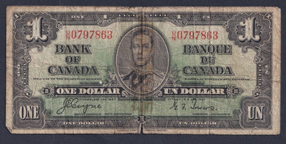 1937 Bank Of Canada $1 One Dollar Coyne - Towers