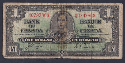 1937 Bank Of Canada $1 One Dollar Coyne - Towers