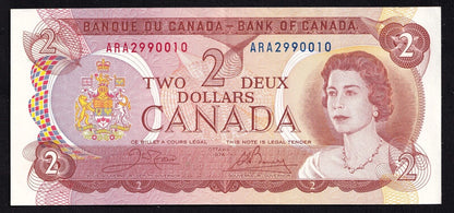 Canada 1974 $2 Two Dollar Banknote Crow - Bouey ARA 2990010