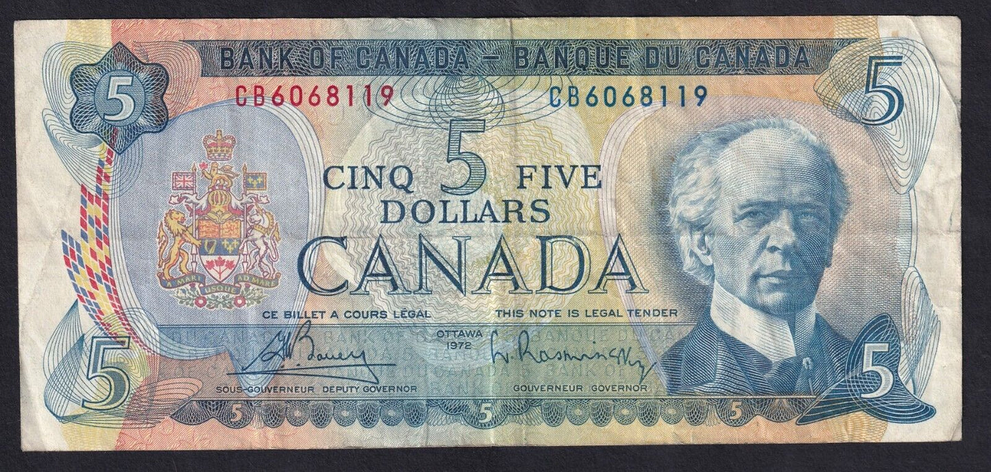 Canada 1972 $5 Five Dollar Banknote Bouey - Raminsky